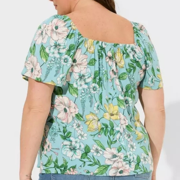 Torrid Size 1 Floral Flutter Short Sleeve Blouse - Picture 8 of 8